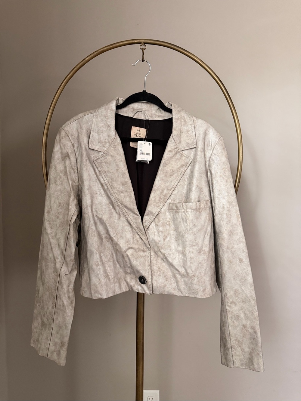 We The Free Faux Leather Cropped Blazer